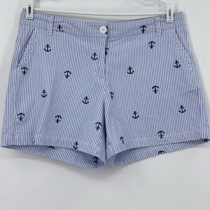 Crown & Ivy Blue Striped Anchor Shorts